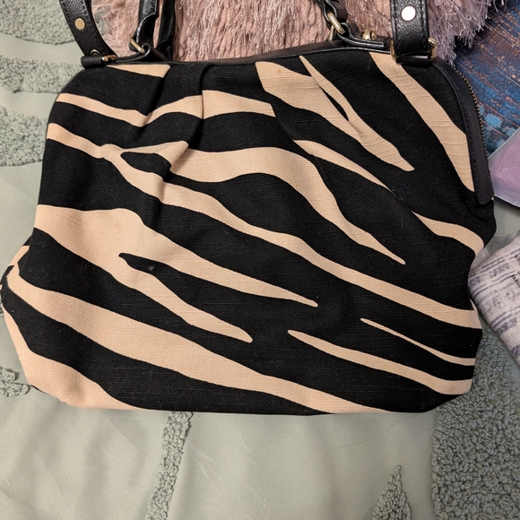 Kate Spade Black and Cream Zebra Satchel EUC